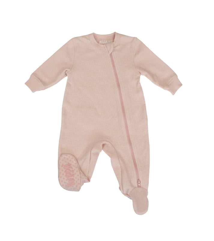 Mini Waffle Collection | Footed Sleeper - Pink Clay