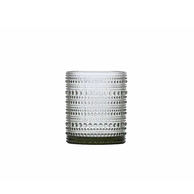 Beaded Clear Old Fashion Drinking Glasses  - Set of 6