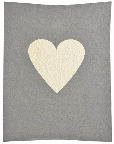Couverture Personnalisée - Grise avec Coeur Crème