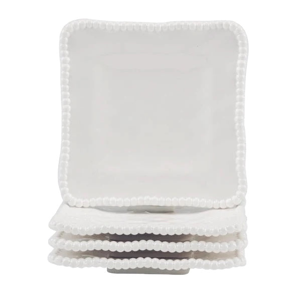 Ensemble de 4 assiettes carrées en mélamine - Crème