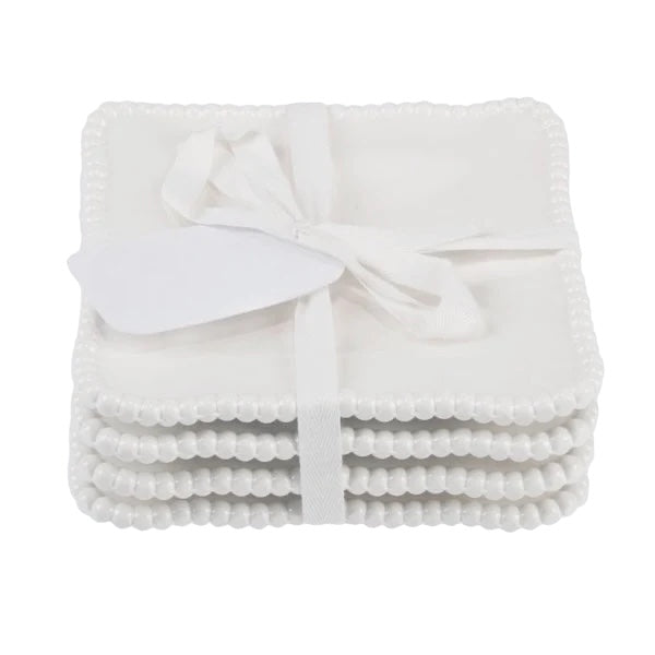 Ensemble de 4 assiettes carrées en mélamine - Crème