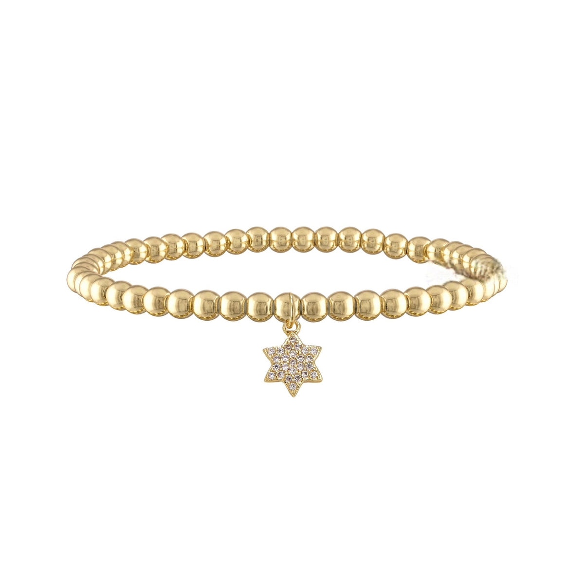 Bracelet grosses perles en or avec étoile de David