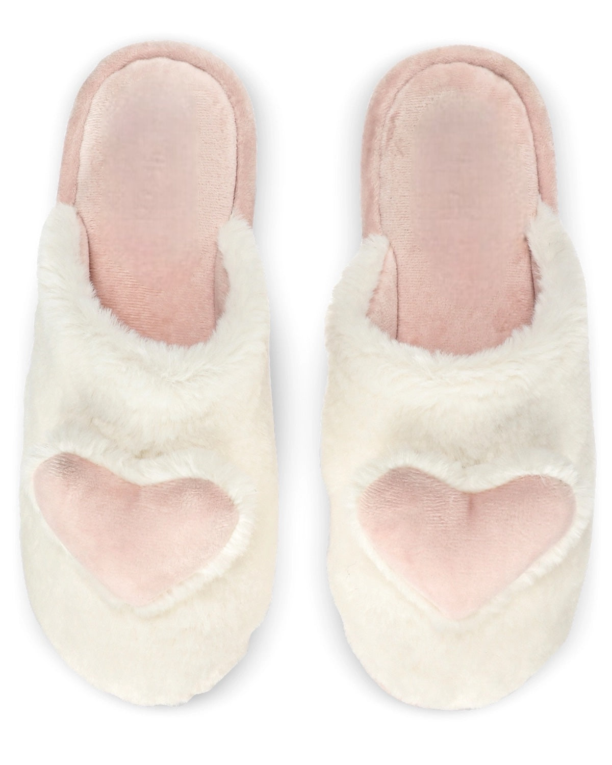 3D Heart Plush Slippers | Pink