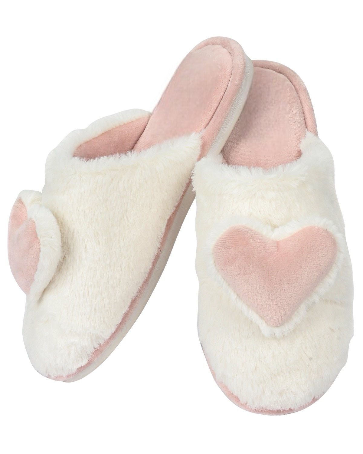 3D Heart Plush Slippers | Pink