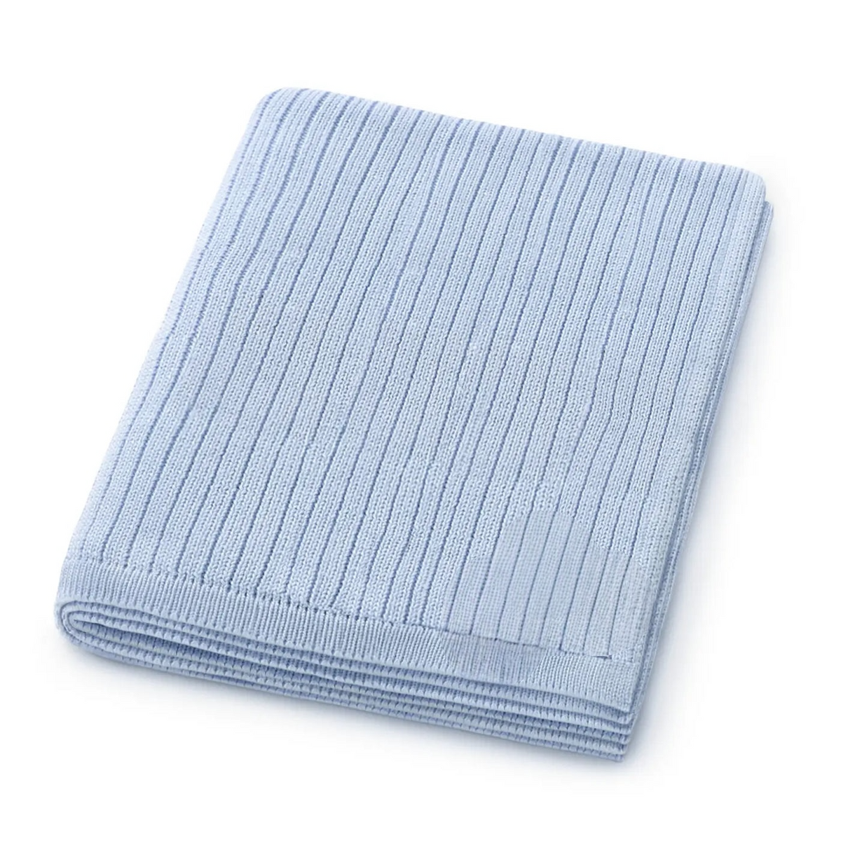 Couverture bébé côtelée en coton biologique bleu de luxe