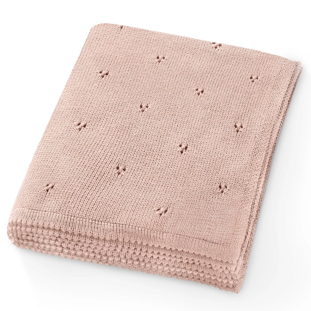 Couverture de naissance en coton biologique rose pâle ajourée