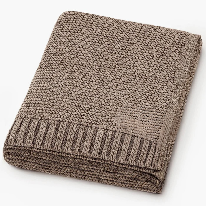 Couverture bébé Heritage Knit 100 % coton biologique - moka