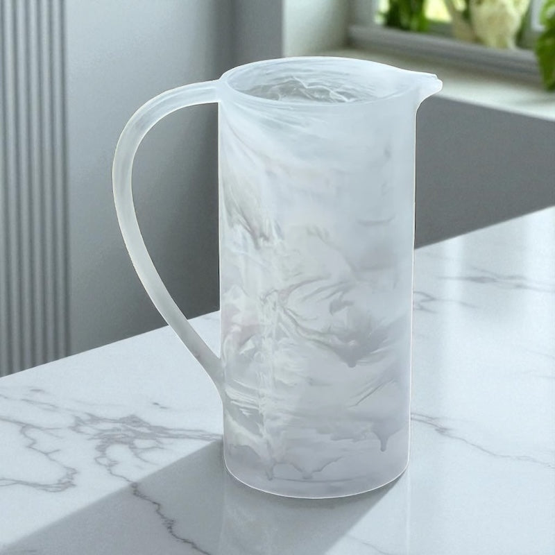 Resin white swirl pitcher - matte