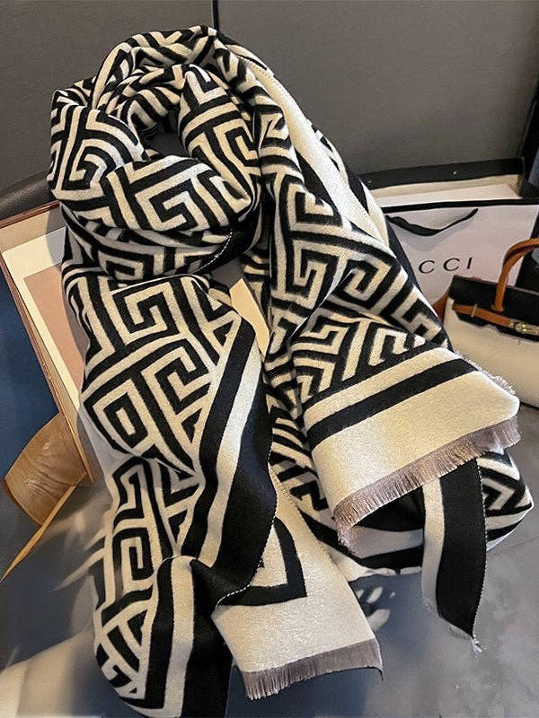 Fringed Geometric Shawl/scarf