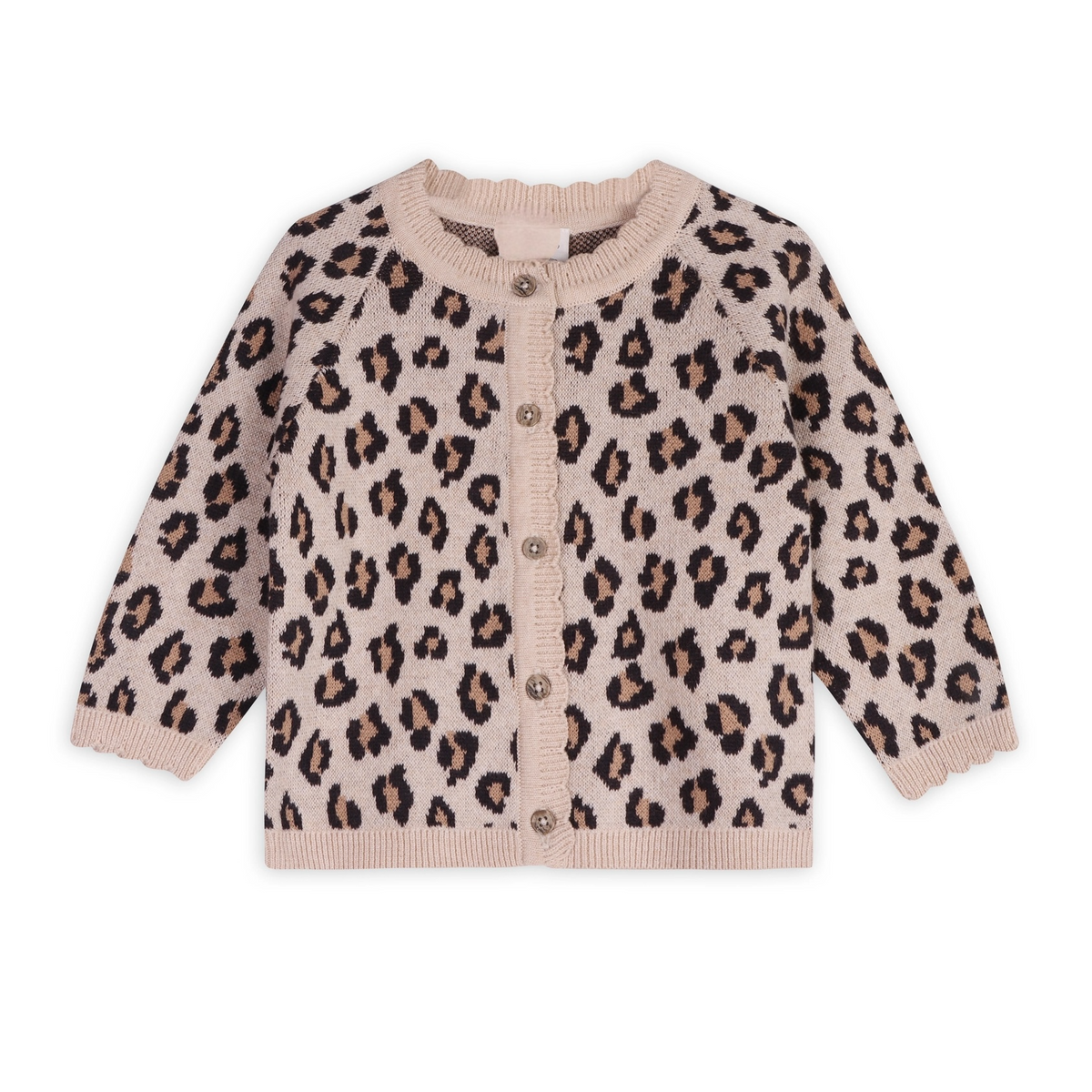 Gilet bébé en maille jacquard léopard (coton biologique)