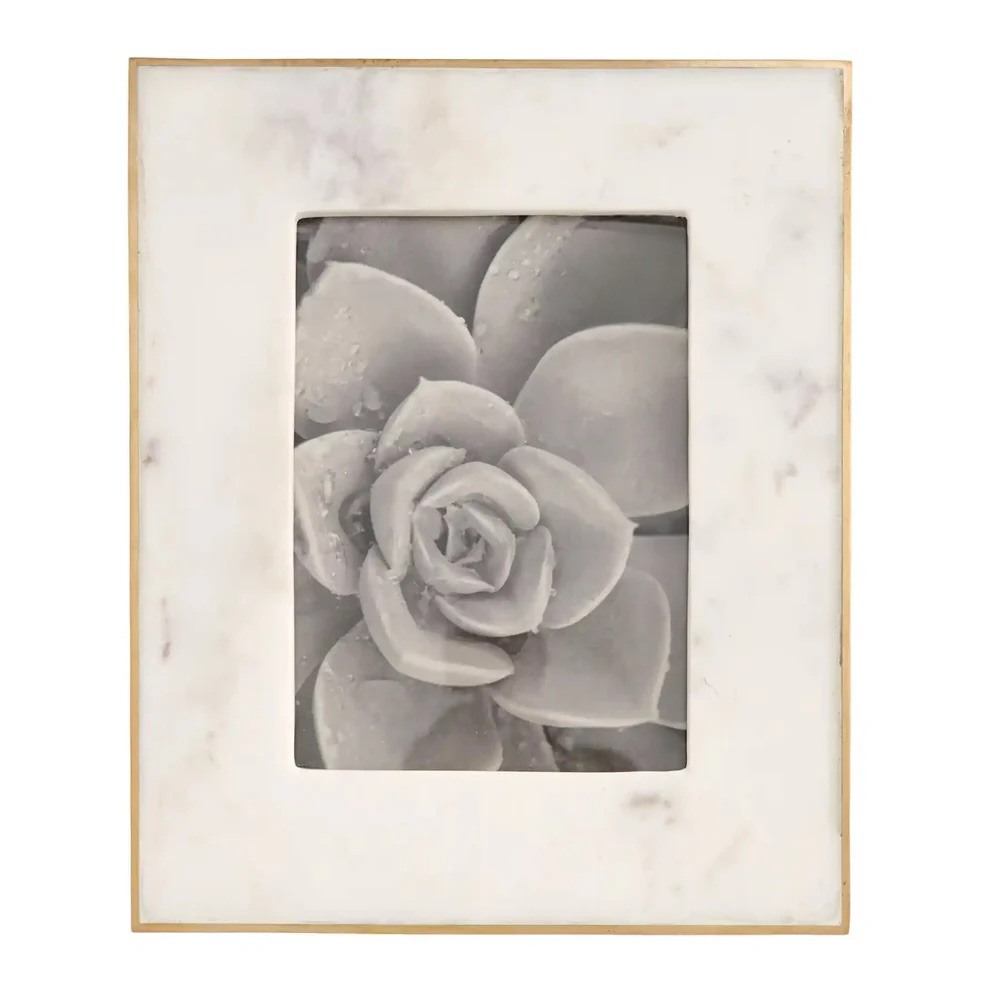 Cadre photo en marbre avec bordure dorée - 5"x7"