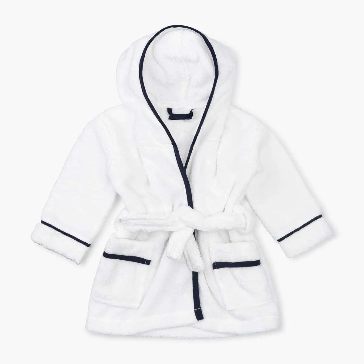 Personalized Terry Bathrobe - White + Navy