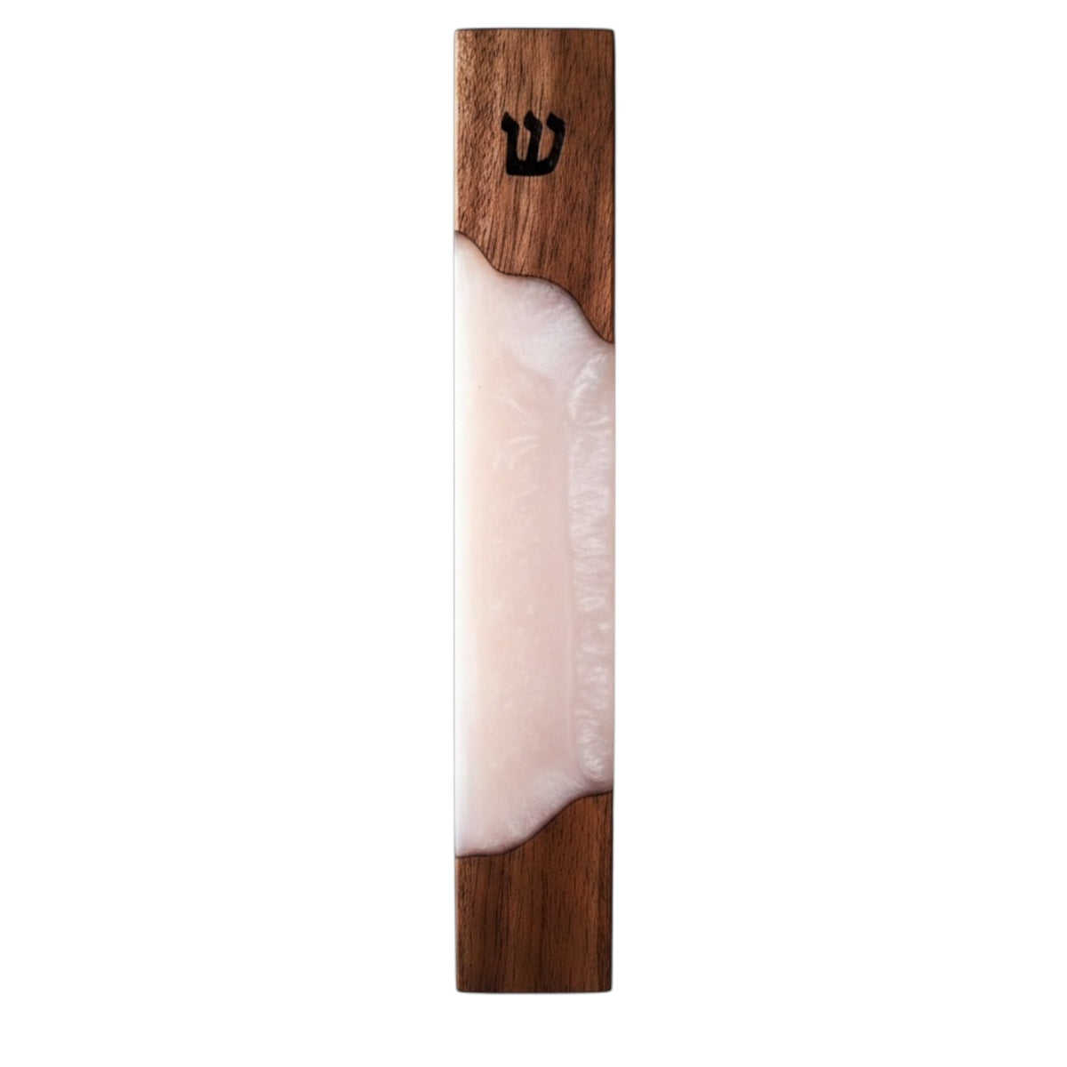 Mézouzah en résine blanche et bois