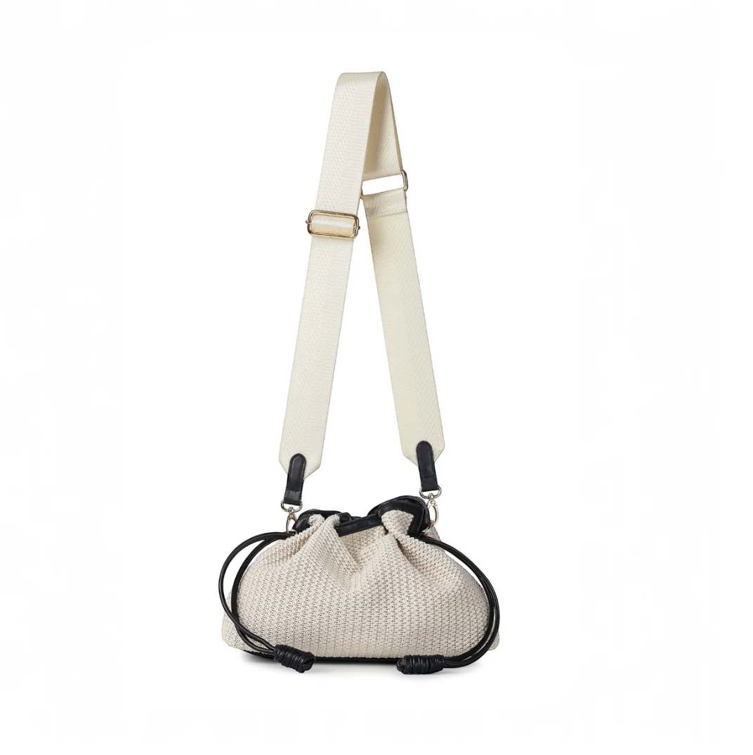 black trim raffia convertible crossbody bag