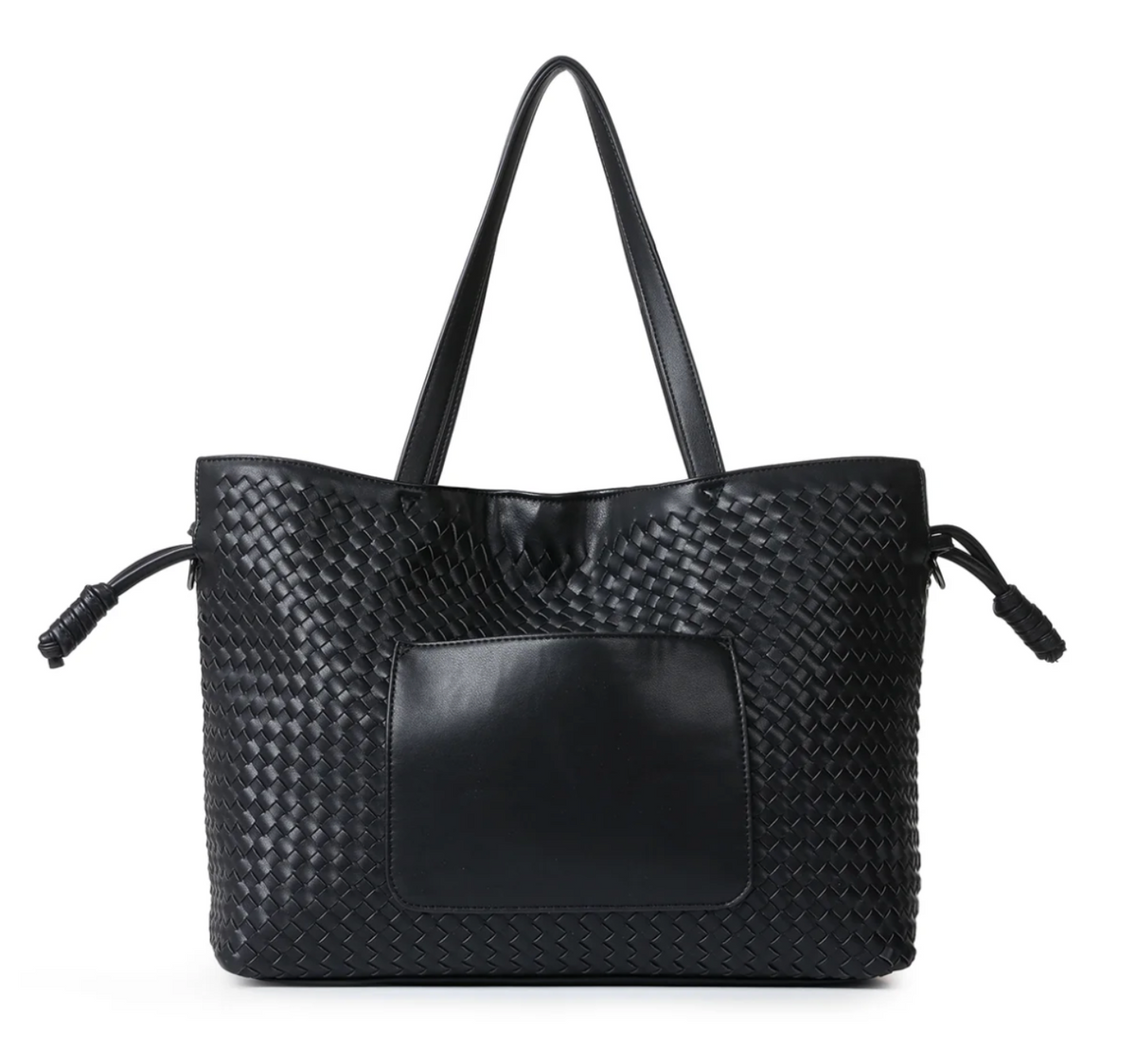 Sac cabas en cuir végan gaufré - noir