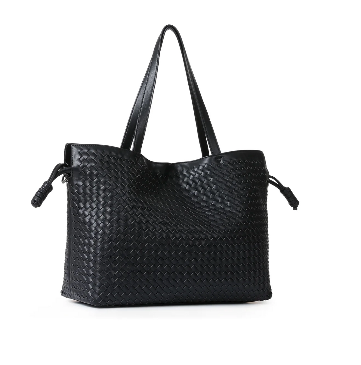 Sac cabas en cuir végan gaufré - noir