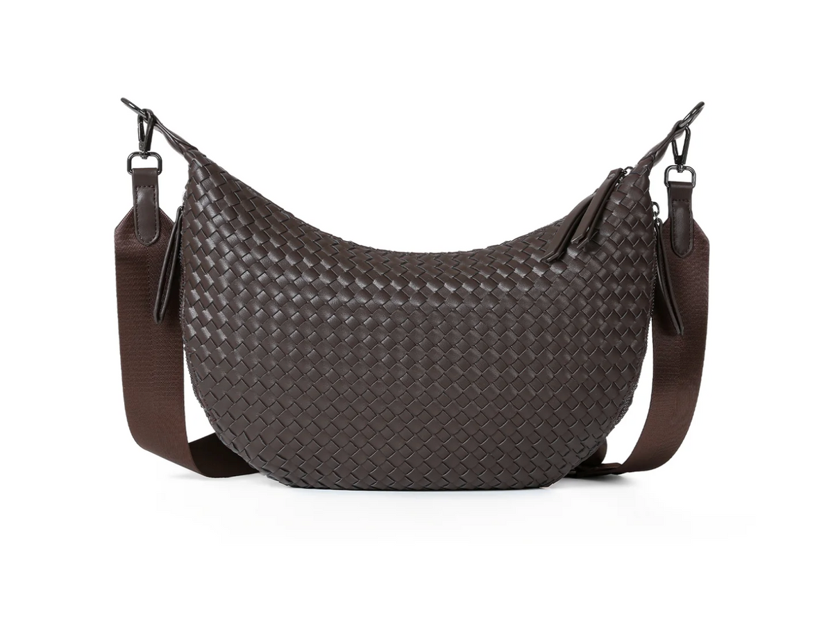Sac à bandoulière unique en similicuir tissé – Java