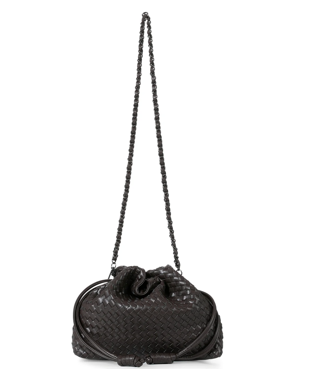 woven vegan leather drawstring convertible crossbody - java