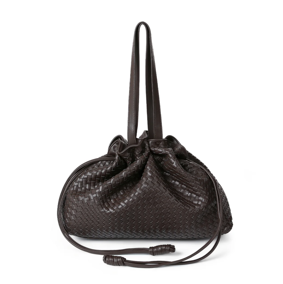 woven vegan leather tote- java