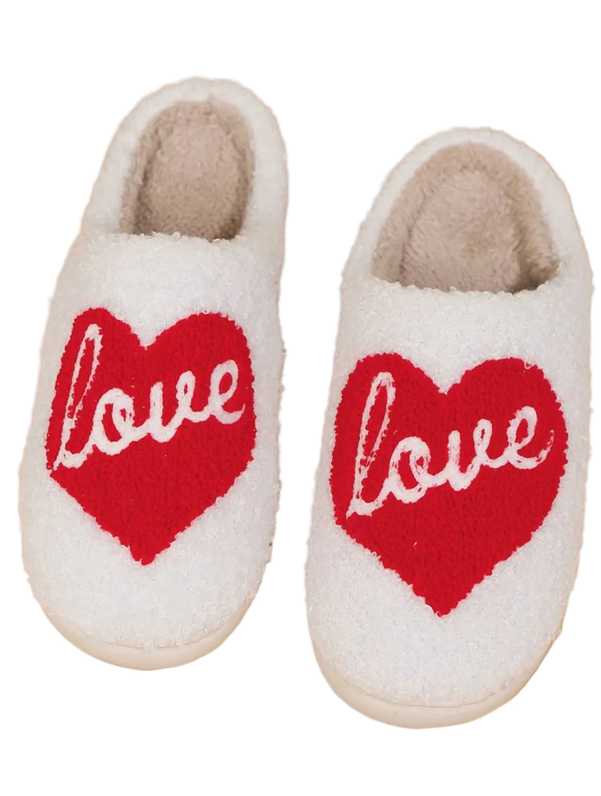 Soft Plush Fuzzy Non-Slip HEART Slippers