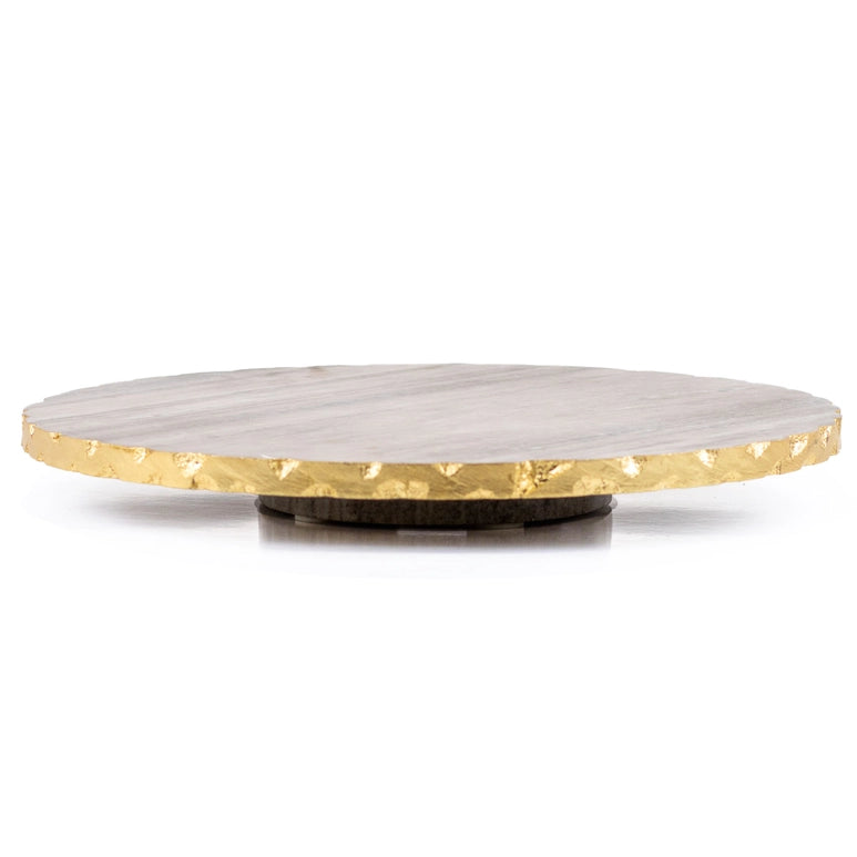 Marble Lazy Susan Taupe/Gold - Medium
