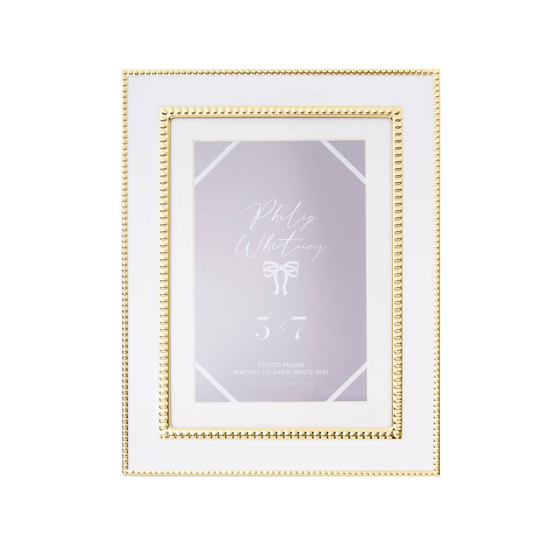 Cadre photo 5x7" blanc et or