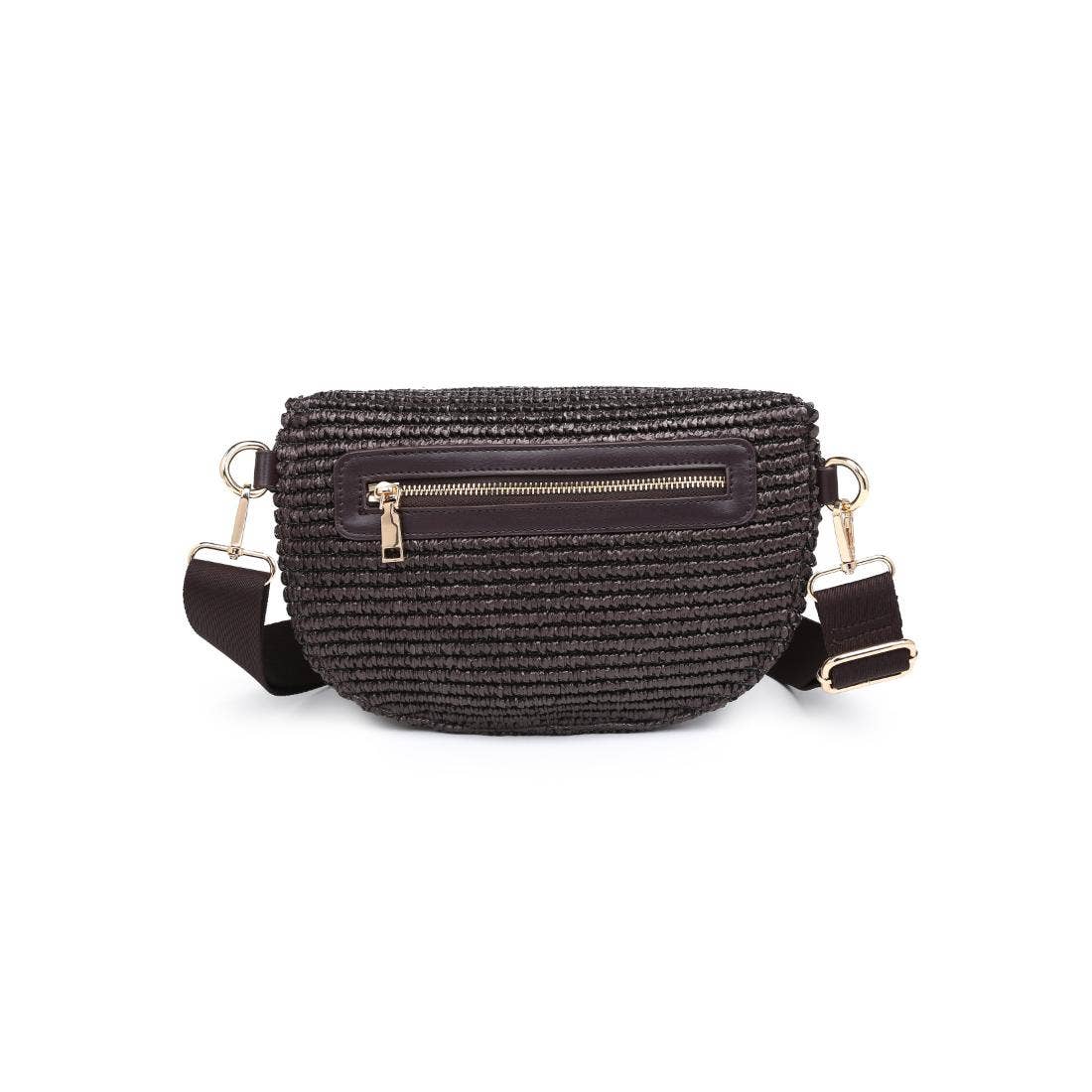 Grand sac banane tissé à carreaux - chocolat