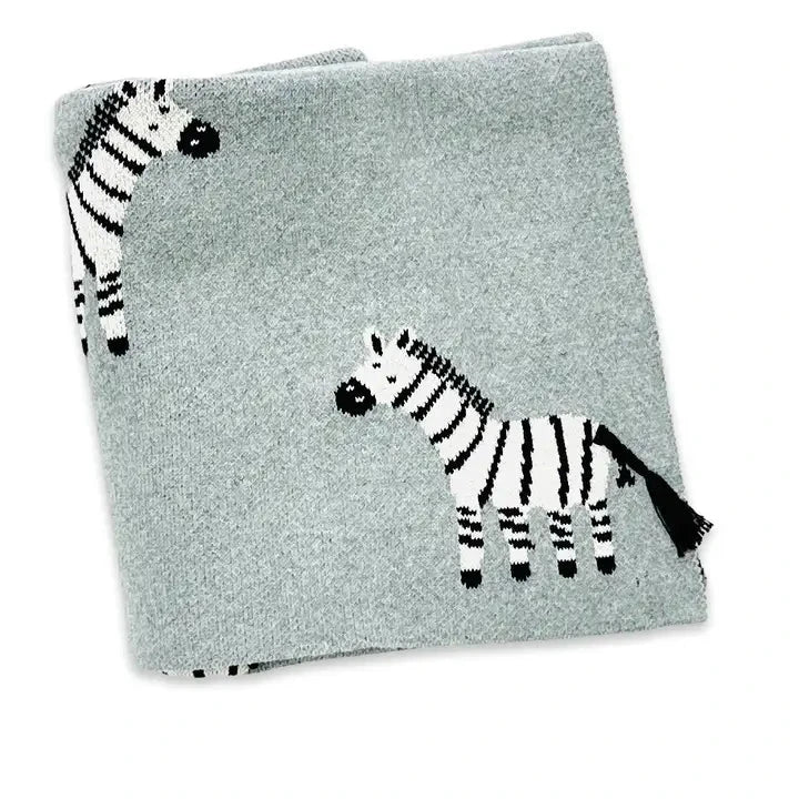 Couverture bébé personnalisée en coton biologique motif zèbre 3D