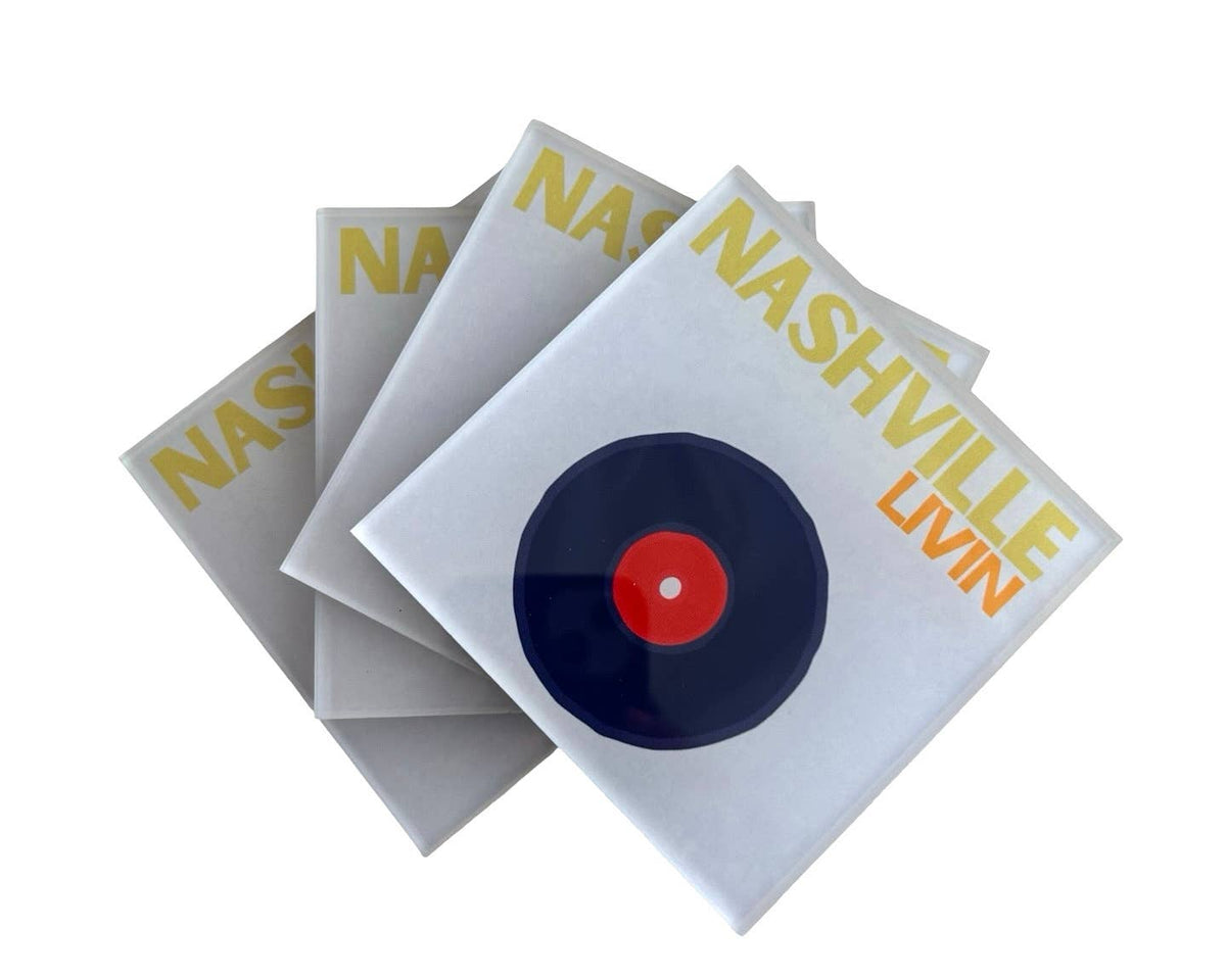 Set of 4 Acrylic Coasters in holder, Nashville