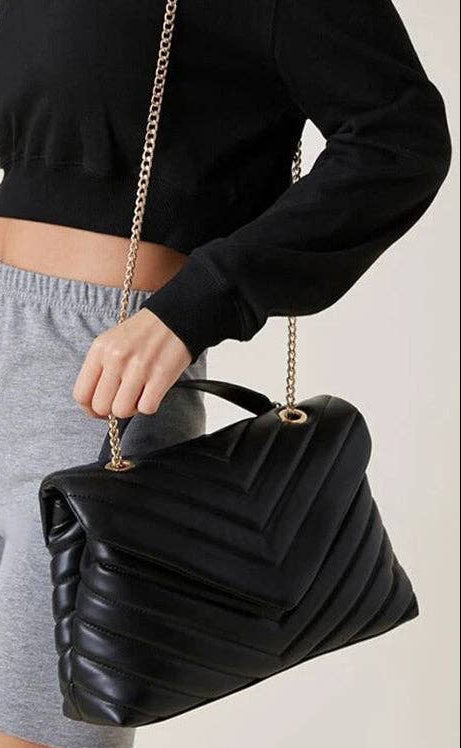 Black vegan leather Shoulder Bag
