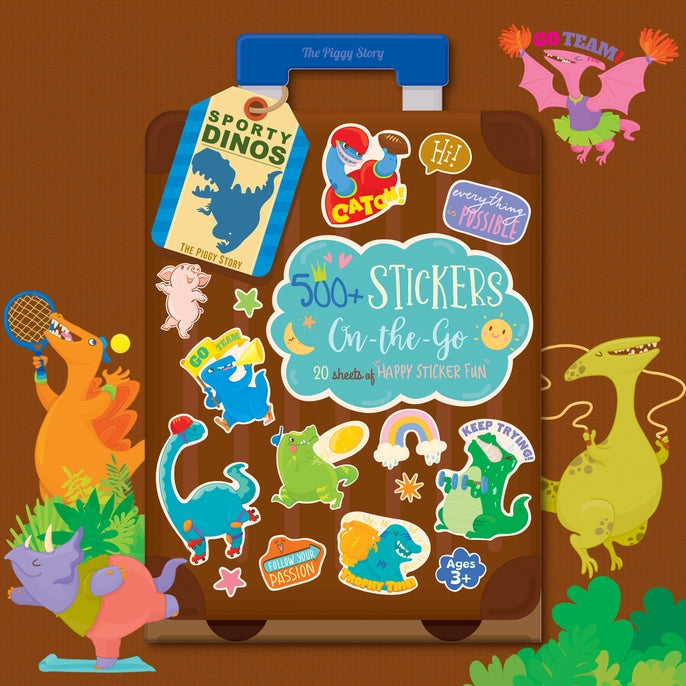500+ Stickers On-The-Go Sporty Dinos