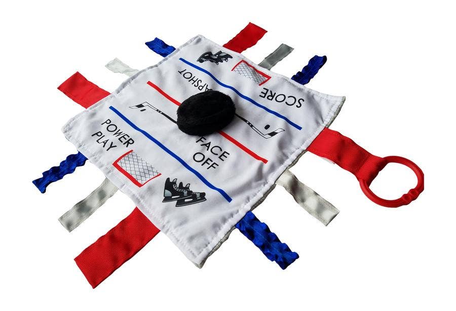 Hockey Puck Baby Crinkle Tag Toy 10" x 10"