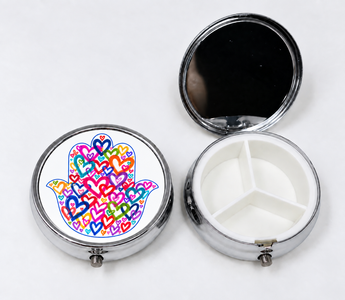 Hamsa Hearts Pill Case - Lucky Pill Box Holder