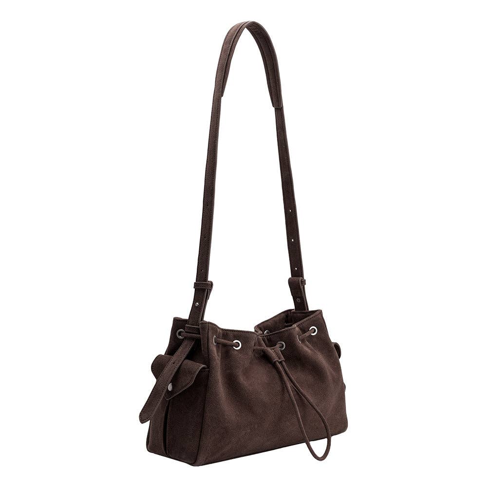 Chocolate Recycled Vegan Suede Shoulder Bag