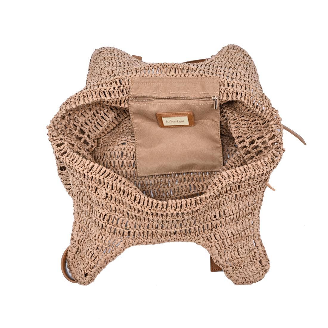 Sac cabas tissé main avec brides à boucle - naturel