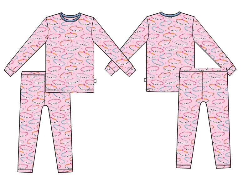 Ensemble pyjama à manches longues avec bracelets d'amitié