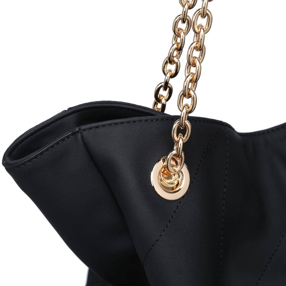 Sac cabas matelassé à cordon - noir
