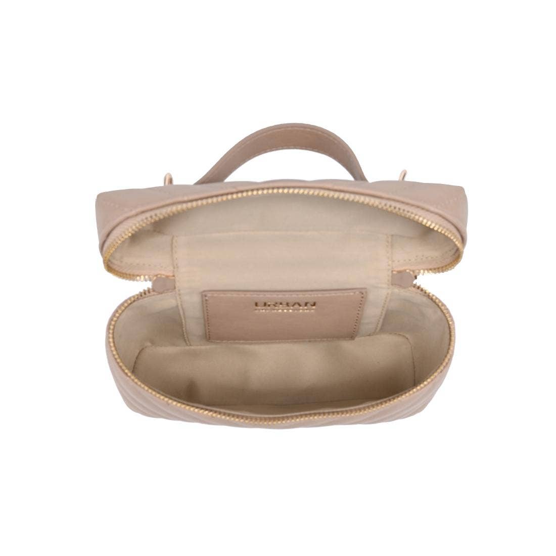 Chevron-quilted Vanity bag with chain - natural