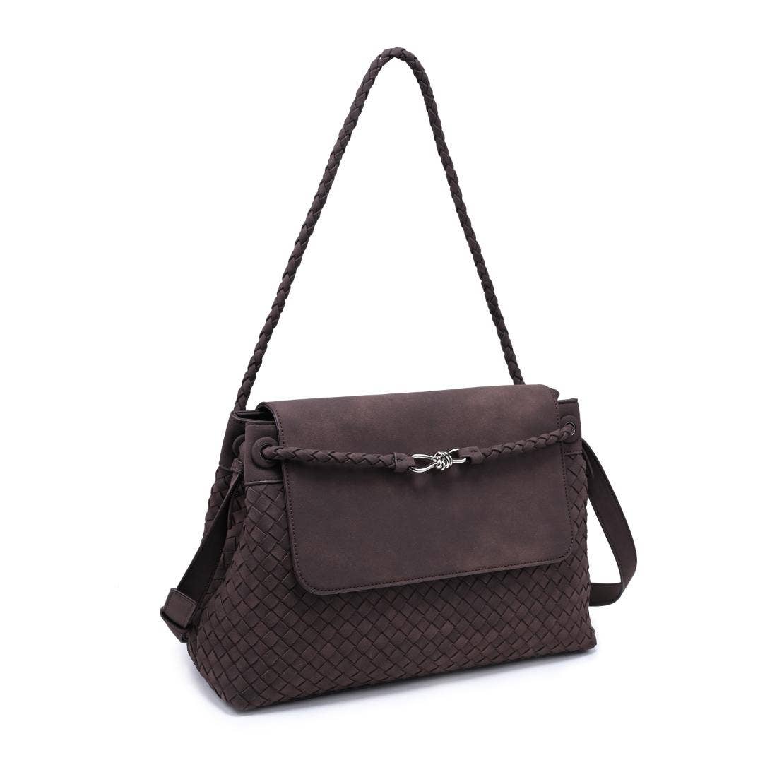Braided woven Satchel - chocolate