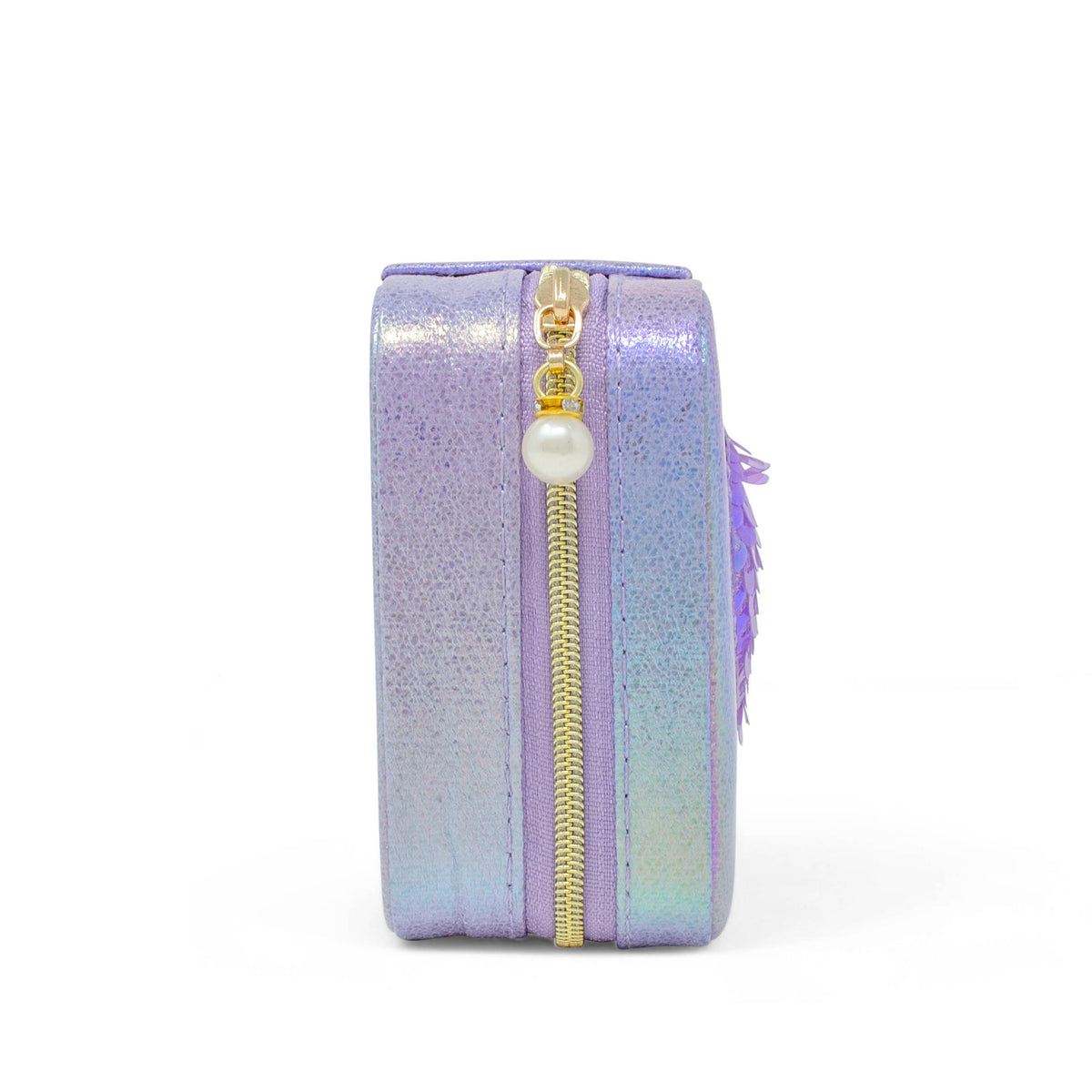 Boîte à bijoux en forme de cœur à paillettes étincelantes : violet