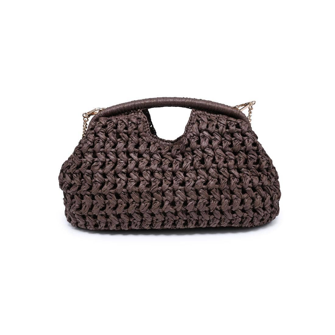 Sac bandoulière en raphia noué - chocolat