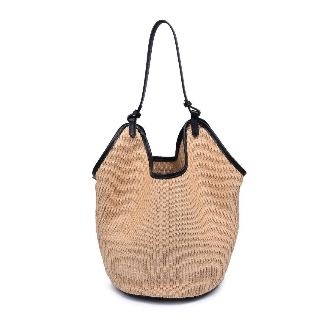 Sac cabas en paille avec bandoulière nouée