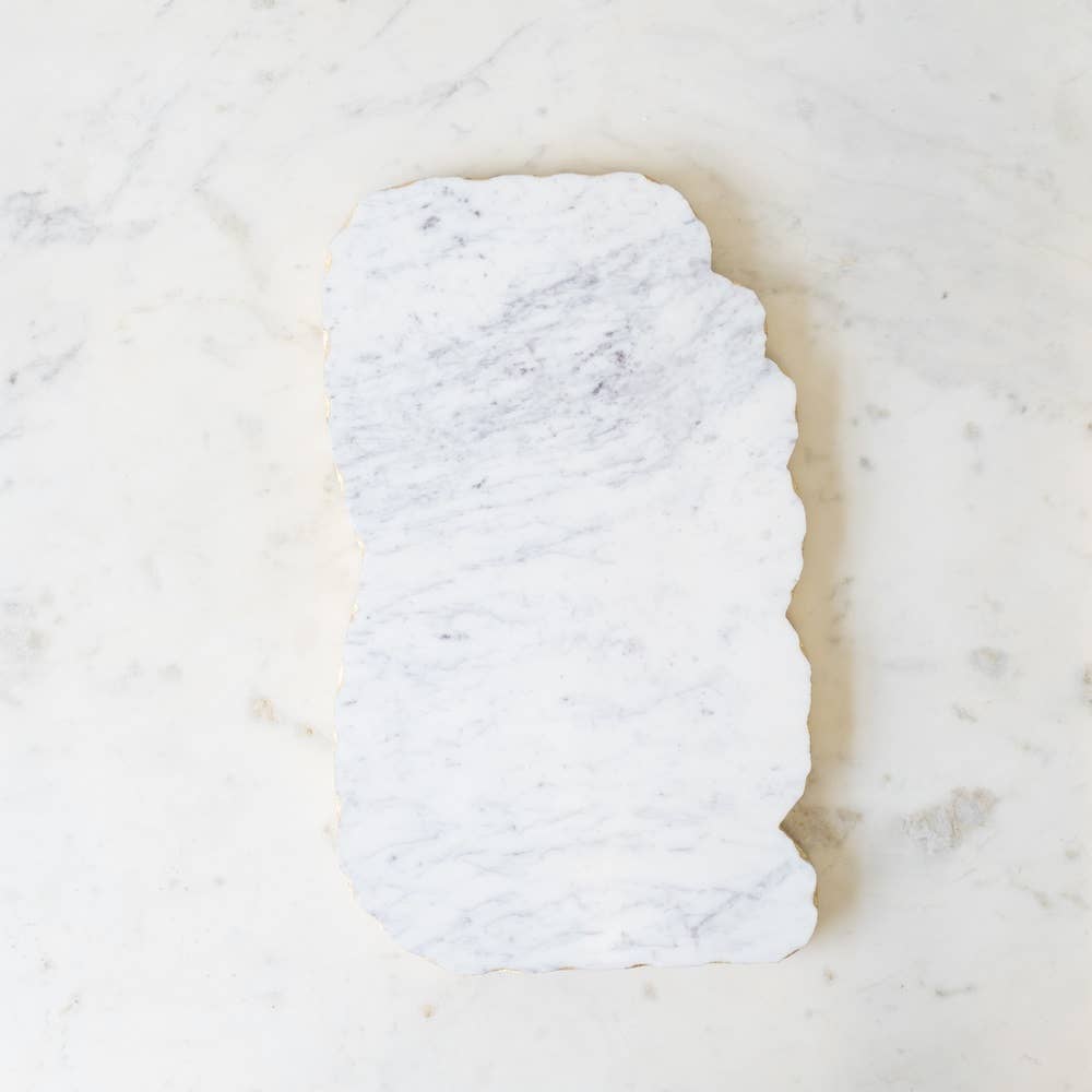 Metz Marble Serving Board  White/Gold