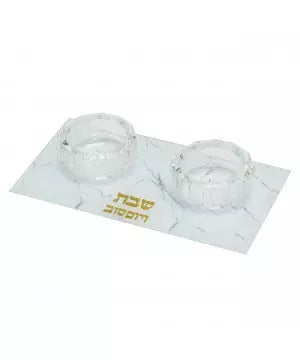 Bougeoir double en marbre pour bougie chauffe-plat