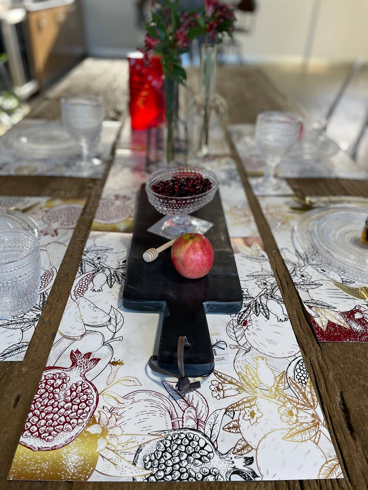 APPLES AND POMS PLACEMATS and coasters SET OF 12
