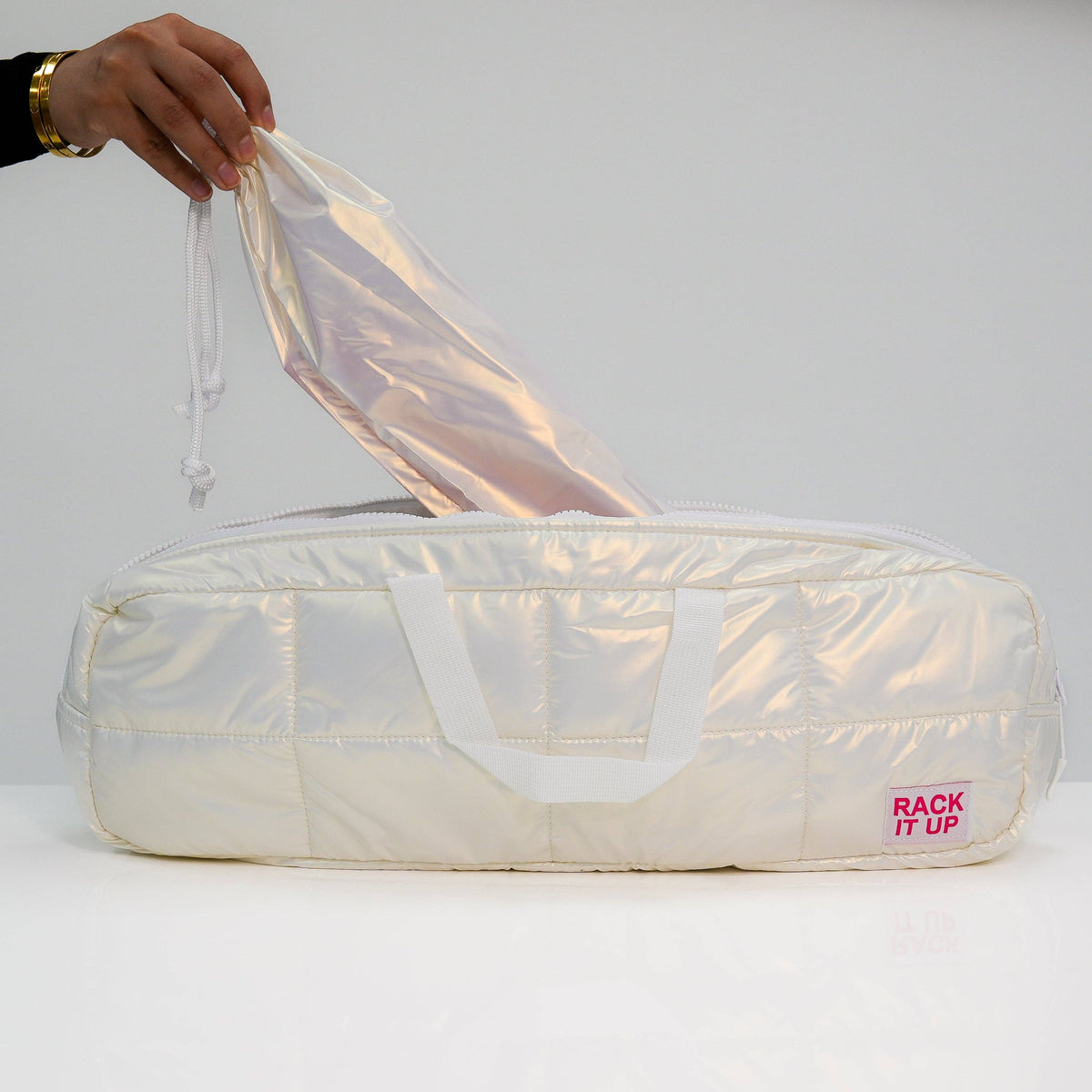 Sac blanc métallisé Canasta / mahjong