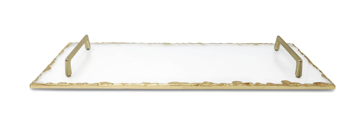 Glass Tray with Gold Rim and Handles