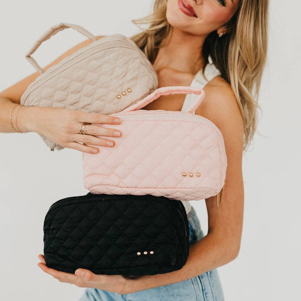 Quilted Cosmetics Bag - black