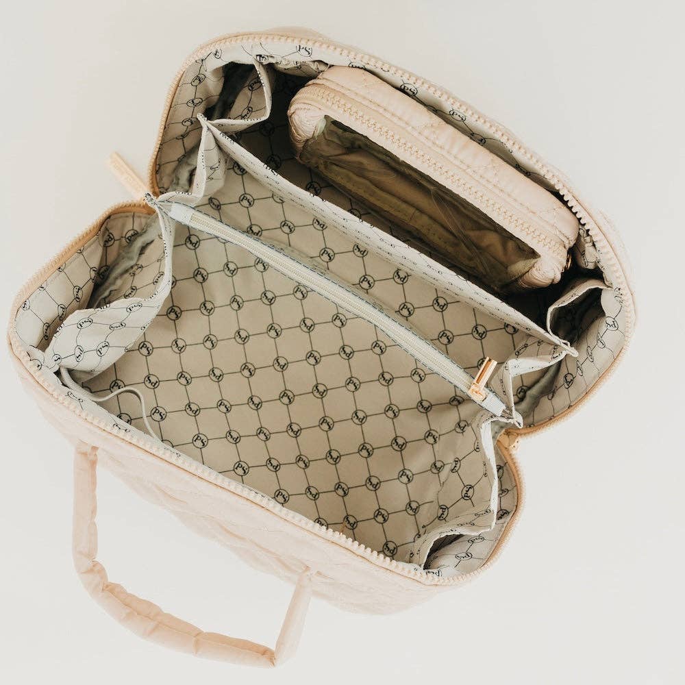 Quilted Cosmetics Bag - taupe