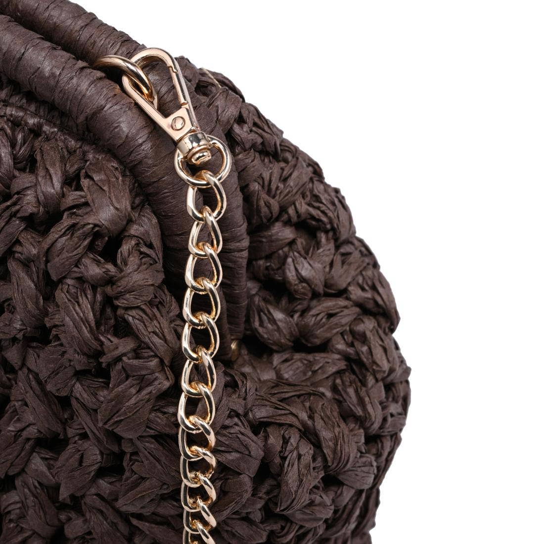 Sac bandoulière en raphia noué - chocolat